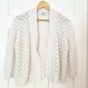 Jones Studio White Knit Open Cardigan 3/4 Sleeve Womens X-Large Spring Sweater